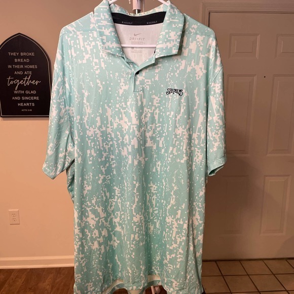 Nike Golf Dri-Fit‎ Blue Polo Sea Palms Size XL - Picture 2 of 6
